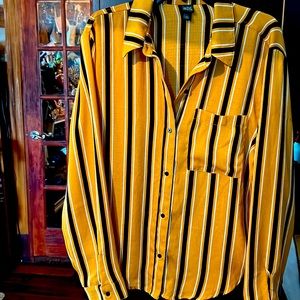 Beautiful wild fable gold / black stripe ladies blouse